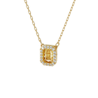 Millenia necklace, Square Swarovski zirconia, Yellow, Gold-tone plated